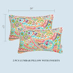 FUNHOME Set of 2 Outdoor Lumbar Pillows with Insert, 12”x20” Water-Repellent Fade Resistant Patio Lumbar Pillow, Decorative All Weather Lumbar Pillows for Home Coach Sofa Use-Melora Paisley