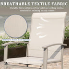 Outdoor Dining Chairs Set of 8, Stackable Patio Chairs with Metal Frame & Textilene Fabric, Perfect for Patio Garden Deck, Ivory