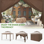 COOS BAY 11x11 Pop-up Instant Gazebo Tent with 4 Sidewalls Outdoor Canopy Shelter with Carry Bag, Stakes and Ropes, Beige