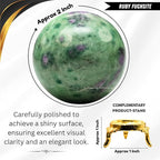 Amazing Gemstone Ruby Fuchsite Crystal Ball with Stand - 2 Inches Crystal Sphere Meditation Balls for Witchcraft and Decorative Balls