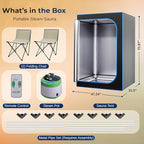SereneLife Portable Sauna for Home, 2-Person Steam Sauna Tent with 4L Steamer, 2 Foldable Sauna Chairs, Remote Control for in-Home Spa Rejuvenation, 71"x47" (Black)