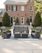 Pop 22x25/22x24 Outdoor Cushions for Patio Couch Chairs Set of 3 - High Back Comfy Outside Seat Cushions for Lawn Wicker Dining Rocker Glider Loveseat 3-Seater Sectional Sofa - Grey/Smile