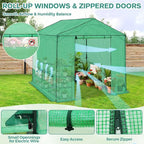 COOS BAY 8x8 FT Portable Walk-in Greenhouse, Pop up Outdoor Green House with Power Access Openings, Zippered Doors & Windows, Durable PE Cover, Green