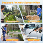 Cordless Pressure Washer with 6-in-1 Nozzle, Portable Battery Powered Pressure Washer Handheld with 2 Battery, 6L/min Portable High Pressure Cordless Power Washer for Car/Floor/Patio Cleaning.