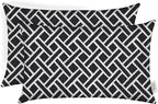 RSH DECOR: Lumbar Throw Pillows Set of 2 | 20” x 12" | All-Weather Spun Fabric | Water and Fade-Resistant | Outdoor Support Pillows for Patio Furniture | Matte Black Geometric