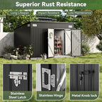 Aoxun 9.4' x 7.3' Shed 360 CU.FT Outdoor Waterproof Storage Shed with Triple Lockable Door Garden Metal Tool Shed for Outside