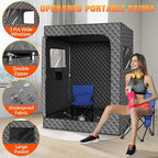 Upgraded Portable Steam Sauna, Portable Sauna Box for Home, Home Sauna Tent Full Body, 1200W 3L Steam Generator, 99 Minute Timer, Folding Chair, Remote Control Included(Grey)