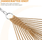 Lazy Daze Hammocks Double Rope Hammock, 2 Person Traditional Outdoor Hand Woven Cotton Rope Hammock with Spreader Bar, Chains, Tree Straps for Patio Yard - Max 450 Lbs, Tan