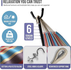Sorbus 2-Person Luxury Hammock with Steel Stand- Premium Cotton Blend 60" Large Bed- Heavy Duty 450lbs Portable w/Carrying Case - for Garden Yard Patio Outdoor Camping Gifts- Washable