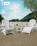 Ciokea Adirondack Outdoor Side Table, 2-Tier Sturdy Patio End Table Weather Resistant, Morden Side Table for Patio, Pool, Porch, White