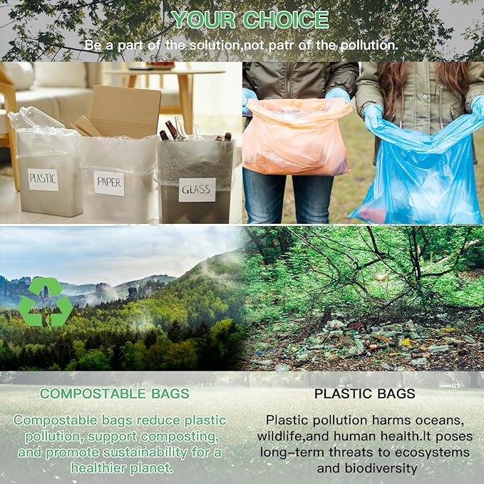Trash Bags 13+ Gallon Tall-Kitchen - Inwaysin 75 Counts Compostable Garbage Bag Unscented Clear White Bulk Recycled Waste Basket Liners Strong Thick for Bathroom Outdoor Yard Can
