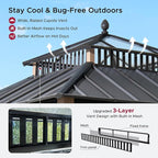 SUNJOY Kingston 10' x 10' Hardtop Gazebo with Galvanized Steel/Polycarbonate Double Roof, Curtain and Netting, Woodgrain Finish Aluminum Posts Permanent Pavilion Gazebo for Garden, Patio, Deck, Lawn