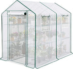 KING BIRD Premium Greenhouse for Outdoors, 84 x 56 x 77 Upgraded PE Cover & Steel Frame Walk in Hot House, w/ Zippered Screen Windows Mesh Door, 3 Tiers 20 Shelves for Outside Garden, White