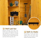 Outdoor Storage Cabinet, Double Lockable Wooden Garden Shed, Outside Vertical Wood Tall Tool Shed for Yard Patio Lawn (Natural)