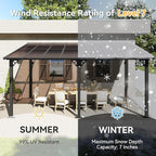 Aoxun 16' x 10' Gazebo for Patio, Gazebo Pergola with Sloped Roof, Large Wall-Mounted Heavy Duty Awnings, for Backyard, Deck, Patio