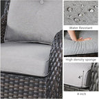 HUMMUH 7pcs Patio Furniture Set Swivel Rocker Patio Chairs,PE Wicker Outdoor Sofa Set of 2 with Coffee Table and Ottomans(Brown,Grey)
