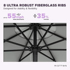 Midtown Umbrellas Push and Pop 10 Feet Outdoor Umbrella, Matter (Grey) Polyester Fabric - Fiberglass Ribs Deck Patio Umbrella, Backyard Umbrella, Garden Umbrella & Pool Umbrella - Black Pole