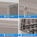 320 Gallon Deck Box, Resin Outdoor Indoor Waterproof Storage Box, Lockable Storage Box With Handle for Patio Furniture - Garden Tools - Swimming Pool Tools UV-Resistant (Grey 320 Gallon)