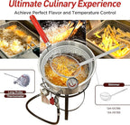 Red Mountain Valley 10.5-Quart Outdoor Propane Fish Fryer with Aluminum Filter Basket and Thermometer for frying fish, wings, 50,000 BTU Gas Propane Deep Fryer, 0-5 PSI Regulator, Full CSA Approved