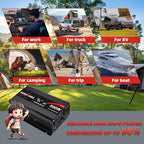 500 Watt Inverter with LCD Display 12V DC to 110V/120V AC 1000 Watt(Peak) Car Power Inverter with 2 AC Outlets 20W PD USB-C and 18W QC USB-A Power Converter for Car, Laptops, Road Trip