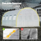 KING BIRD Premium 20x10x6.6FT Greenhouse for Outdoors, Large Walk-in Upgraded Galvanized Metal Frame, Mesh Door Screen Window Improved Zipper Tunnel Hoop for Garden Plant Winter, 2 Stiffeners, White