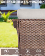 Belord 7 Piece Patio Furniture Set - High Back Swivel Rocker Glider Outdoor Chairs with 3-Seat Sofa and Ottoman, All-Weather Removable 6" Blue Cushion for Patio Conversation and Family Reunion