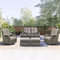 Rilyson 6 Piece Outdoor Patio Furniture Set - Rattan Wicker Patio Conversation Sets with 2 Swivel Rocker Chairs,2 Ottomans,1 Loveseat and 1 Coffee Table for Outside Porch Deck Yard(Mixed Grey/Grey)