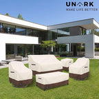 Outdoor Swivel Chair Covers Waterproof 2 Pack, Outdoor Chair Covers Patio Furniture Cover for Deck Patio Swivel Chair Heavy Duty, 28 W x 32 D x 36 H inches Beige and Brown