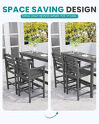 SERWALL Outdoor Bar Table and Chairs Set, Adirondack Bar Chairs Set of 2 and Bar Height Table, All Weather HDPE Outdoor Patio Bar Set, Outdoor Furniture for Outside, Poolside, Backyard, Garden, Grey