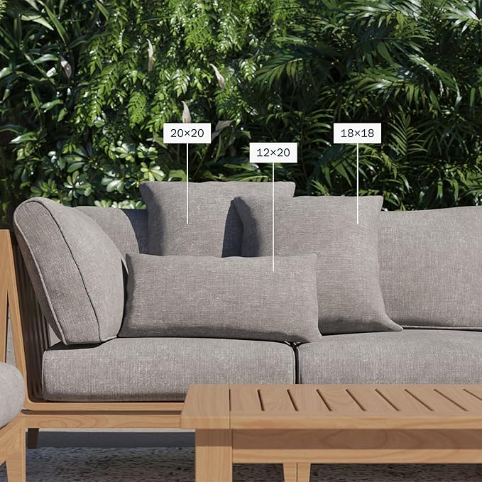 Outer Outdoor Throw Pillow with OuterWeave Performance Fabric, Decorative Pillow for Patio & Outdoor Furniture, Includes Machine Washable Pillow Cover and Insert - Palisades Gray Stripe, 18"x18"