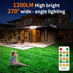 intelamp Solar Lights Outdoor, 3 Head Solar Motion Sensor Lights for Outside, lP65 Waterproof,Separate Panel with 9FT Cable Remote Control Flood Lights(2Pack)