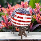 Mosaic Gazing Ball Patriotic Stars and Stripes Glass Globe Colorful Gazing Ball 10 inch for Outdoor Home Garden Yard Patio Decor