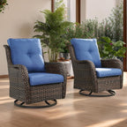 HUMMUH Outdoor Patio Furniture with Fire Pit Table Outdoor Conversation Set PE Wicker Patio Couch Swivel Glider Chairs for Balcony Garden,Lawn,Deck