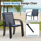 Outdoor Dining Chairs Set of 6, Stackable Patio Chairs with Textilene Fabric, Lightweight Garden Chairs for Poolside, Backyard, Camping, Dark Blue