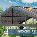 Kullavik 8' x 5' Hardtop Grill Gazebo,Outdoor BBQ Gazebo with Galvanized Steel Roof and Ceiling Hook,BBQ Pavilion with 2 Side Shelves and 5 Side Hooks for Patio Lawn Backyard Garden