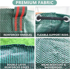 2 Pack 132 Gallon Reusable Yard Waste Bags (Green + Black), Durable Lawn and Leaf Bags with Reinforced Handles, Jumbo Collapsible Garden Bags for Yard Cleanup, Landscaping & Storage