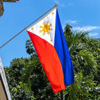 Philippines Filipino Flag 3x5 ft Outdoor, Double Sided 3 Ply Heavy Duty National Flag for PH, 100% Quality Polyester Filipino Banner with Brass Grommets 4 Rows Stitches