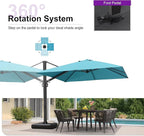 PURPLE LEAF 10 FT Square Patio Cantilever Umbrella Large Outdoor Aluminum Offset Umbrella with 360-degree Rotation for Garden Deck Backyard Pool, Turquiose Blue