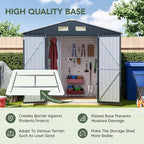 6x8FT Outdoor Metal Storage Shed with Floor Frame,Double Door, 1 Clear Window, Tool Shed for Garden, Patio, Backyard