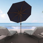 Midtown Umbrellas Wooden 2-9 Feet Outdoor Patio Umbrella, Terylast Navy Blue Fabric, Aluminum Frame For Backyard Umbrella, Deck Umbrella, Garden Umbrella & Pool Umbrella - Wooden Pole