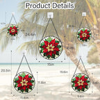 Stained Glass Window Hanging - Red Poinsettia Birth Flower Sun Catcher for Door Garden Home Decor Suncatcher Christmas Mother's Day Birthday Gifts for Women Men Mom Girl Nana Friend 15 in