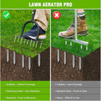 Yesker Lawn Aerator Spike Tool – Manual Metal Soil Aerator with 9 Iron Spikes, Dethatching Lawn Tool for Yard, Garden, and Lawn Aeration