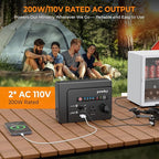 Powkey Solar Powered Generator,200W Portable Solar Generator Power Station with Solar Panels 40W,146Wh Generator Power Bank with 2 AC Outlet 110V Pure Sine Wave for Outdoor Camping Emergency Home