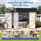 8x4 Ft Outdoor Metal Shed, Storage Shed with Triple Lockable Doors, Front & Side Door for Easy Access, Large Garden Tool Shed for Backyard, Patio, Lawn & Utility Storage
