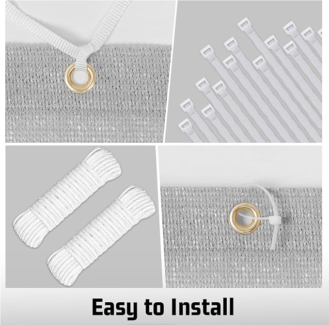 SUNNY GUARD Shade Cloth Custom Size 4x10 FT Sun Shade Screen Fabric Shade Cover Tarp with Grommets for Pergola Backyard Garden, Light Grey(We Customized)