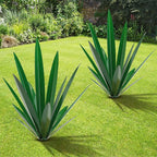 TOMBABY Large Leaf Thickened Metal Agave Plant Outdoor Decoration Desert Courtyard Art Plant Garden Decoration Outdoor Metal Art Floral Gift (1, Green)