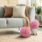 Goplus 11 Inch Topiary Balls Artificial Outdoor Set of 2, Faux Boxwood Ball, Fake Plant Sphere, Round Artificial Plant Balls for Front Door, Porch, Backyard, Balcony, Home Décor (Pink)