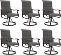Amopatio Padded Patio Swivel Chairs Set of 6, Outdoor Dining Chairs with Ultra Soft Textilene High Back Seat & Metal Rocker Frame, for Backyard Deck Lawn Garden, Dark Grey
