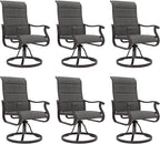 Amopatio Padded Patio Swivel Chairs Set of 6, Outdoor Dining Chairs with Ultra Soft Textilene High Back Seat & Metal Rocker Frame, for Backyard Deck Lawn Garden, Dark Grey