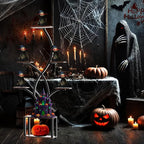 Halloween Plant Stand with Grow Lights, 8-Tiered Metal Shelf for Spooky Home Decor, Display for Pumpkins & Eerie Plants, Create an Eerie Ambiance for Patio & Indoor